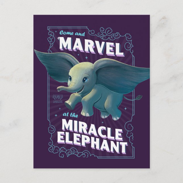 Dumbo | Come And Marvel At The Miracle Elephant Postcard (Front)