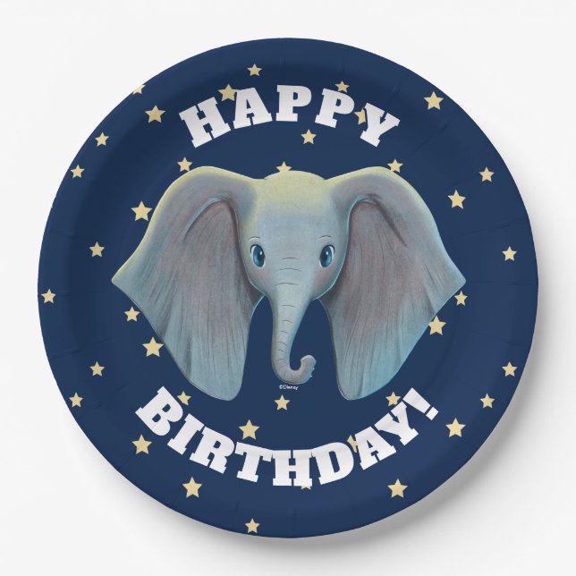 Dumbo | Cute Large Ears Painted Art Paper Plates (Front)