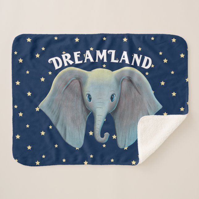 Dumbo | Cute Large Ears Painted Art Sherpa Blanket (Front (Horizontal))