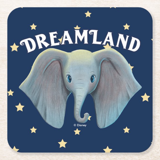 Dumbo | Cute Large Ears Painted Art Square Paper Coaster (Front)