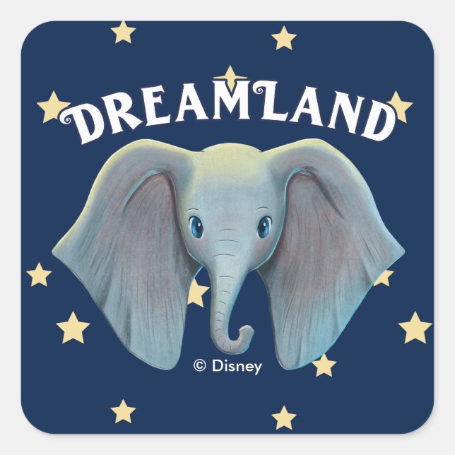 Dumbo | Cute Large Ears Painted Art Square Sticker (Front)