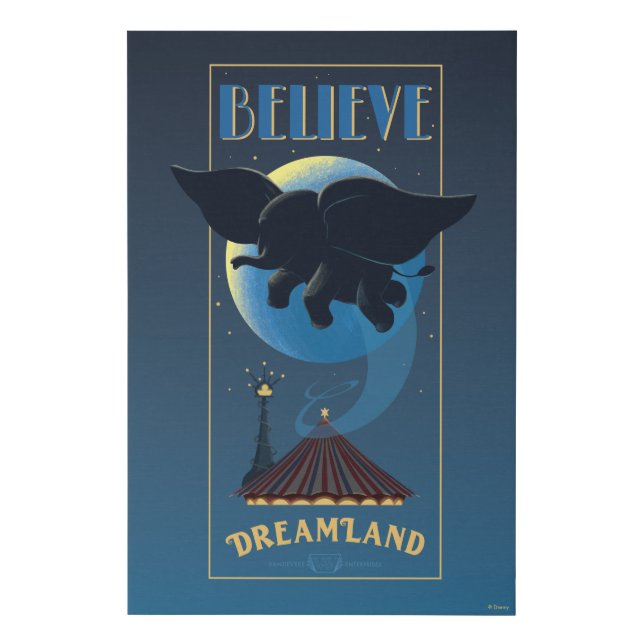 Dumbo | Dreamland "Believe" Attraction Art Faux Canvas Print (Front)