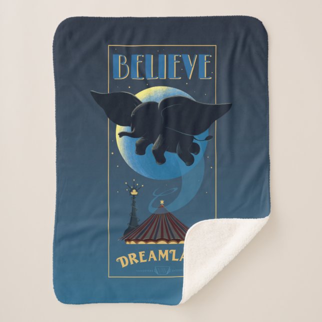 Dumbo | Dreamland "Believe" Attraction Art Sherpa Blanket (Front)