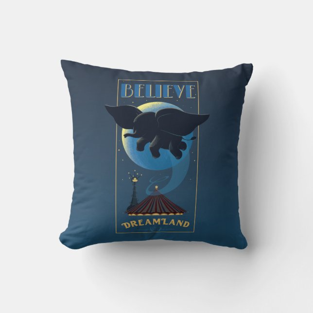 Dumbo | Dreamland "Believe" Attraction Art Throw Pillow (Front)