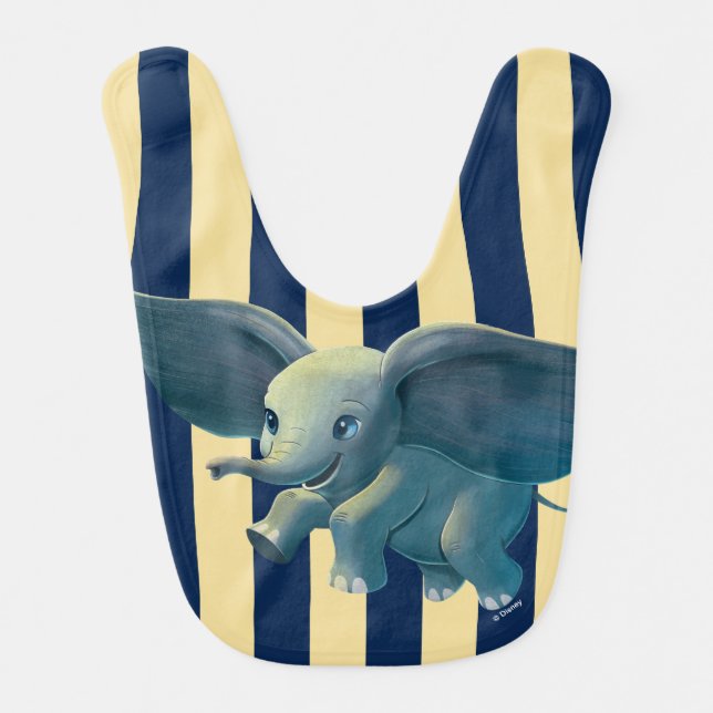Dumbo | Flying Dumbo Painted Art Baby Bib (Front)