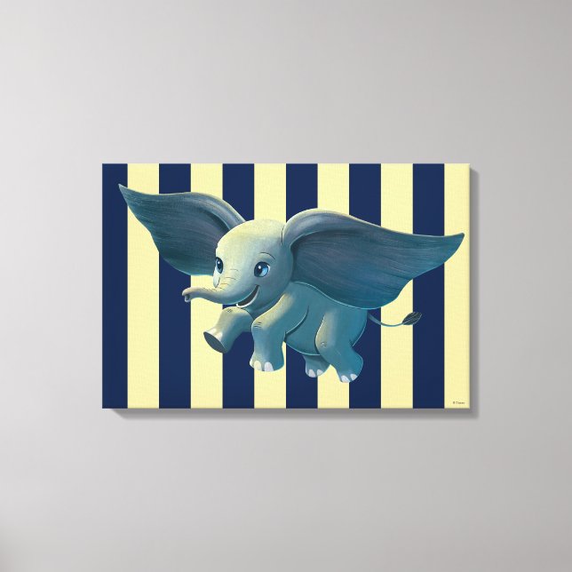 Dumbo | Flying Dumbo Painted Art Canvas Print (Front)