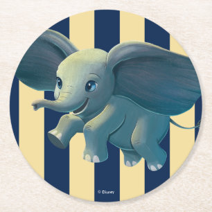 Dumbo   Flying Dumbo Painted Art Round Paper Coaster