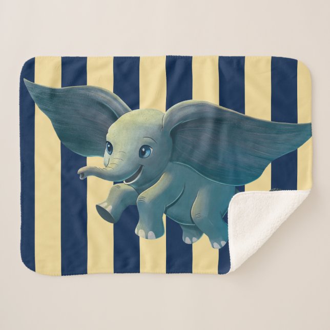 Dumbo | Flying Dumbo Painted Art Sherpa Blanket (Front (Horizontal))