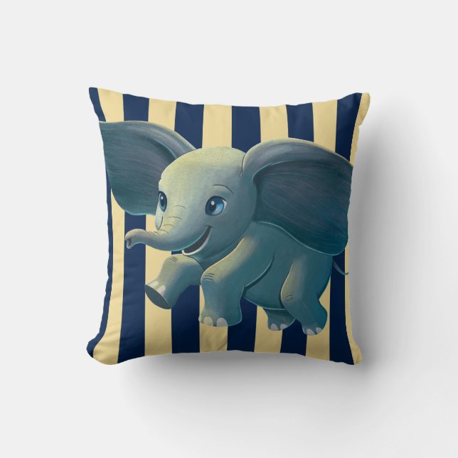 Dumbo | Flying Dumbo Painted Art Throw Pillow (Front)