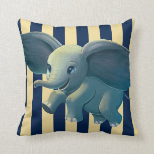 Dumbo   Flying Dumbo Painted Art Throw Pillow