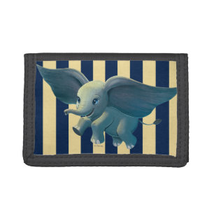 Dumbo Flying Dumbo Painted Art Tri-fold Wallet
