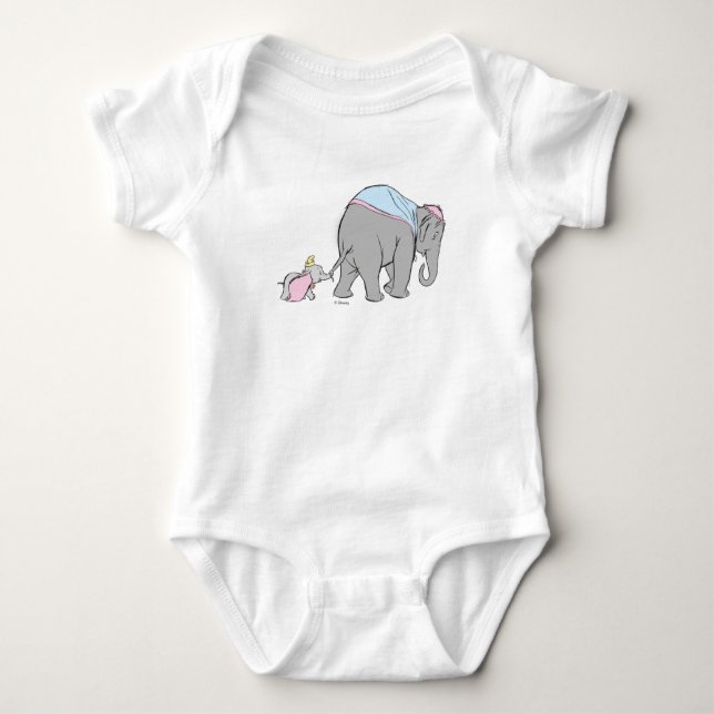 Dumbo following his Mom Closely Baby Bodysuit (Front)