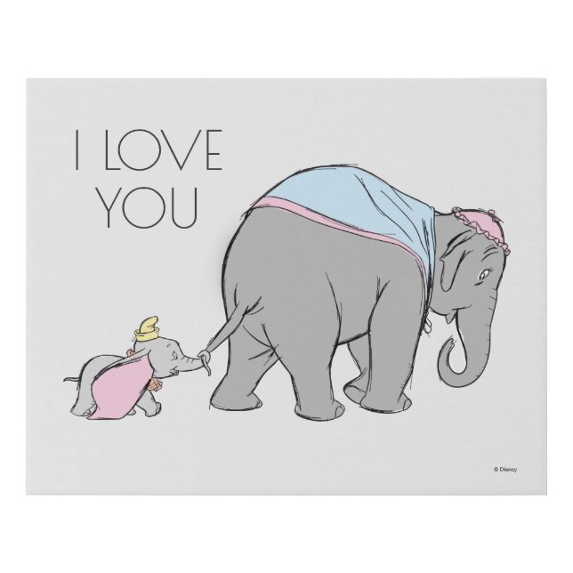 Dumbo following his Mom Closely Faux Canvas Print (Front)