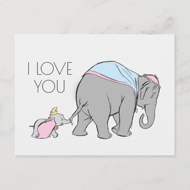 Dumbo following his Mom Closely Postcard (Front)