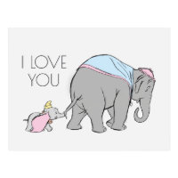 Dumbo following his Mom Closely Postcard