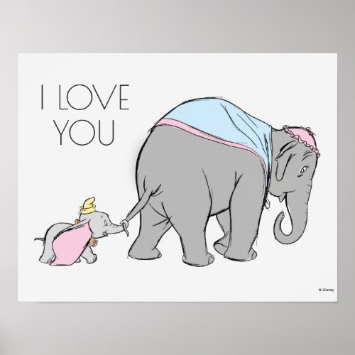 Dumbo following his Mom Closely Poster