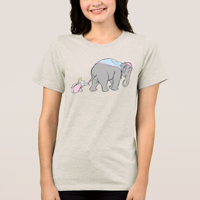 Dumbo following his Mom Closely Tri-Blend Shirt (Front)