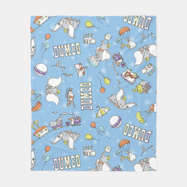 Dumbo | Fun Little Blue Pattern Fleece Blanket (Front)