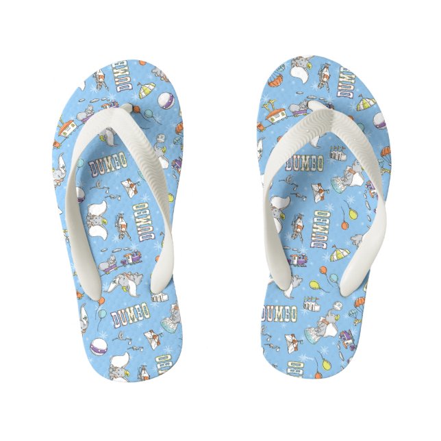 Dumbo | Fun Little Blue Pattern Kid's Flip Flops (Footbed)
