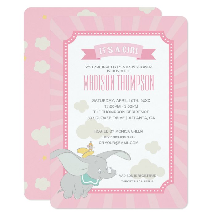 dumbo baby invitations