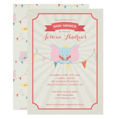 Dumbo Girl Baby Shower Invitation Zazzle Com