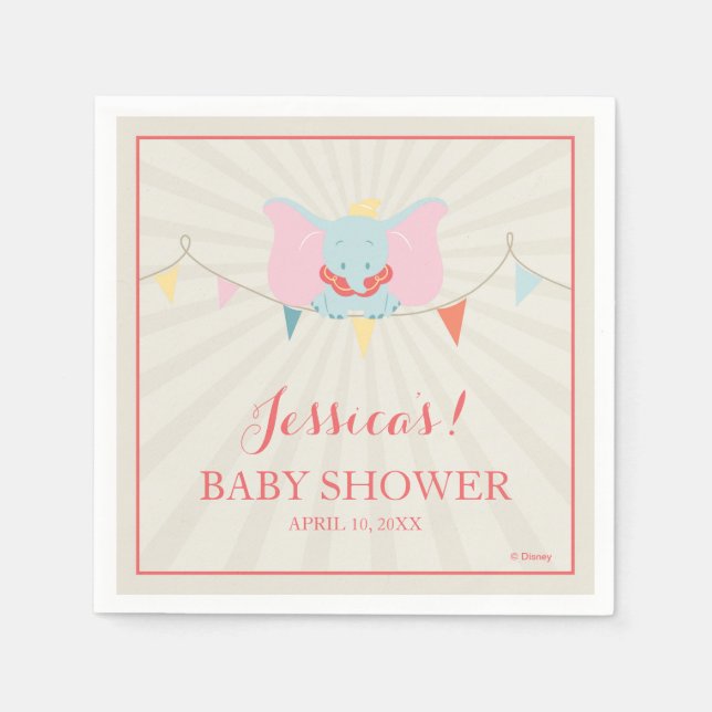 Dumbo | Girl Baby Shower Napkins (Front)