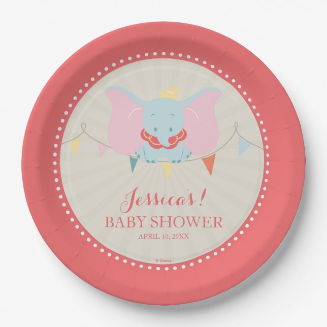 Dumbo | Girl Baby Shower Paper Plates (Front)