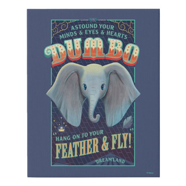 Dumbo | Hang On To Your Feather & Fly! Faux Canvas Print (Front)