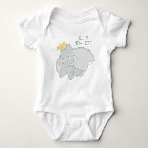 Dumbo  Hi Im New Here Baby Bodysuit