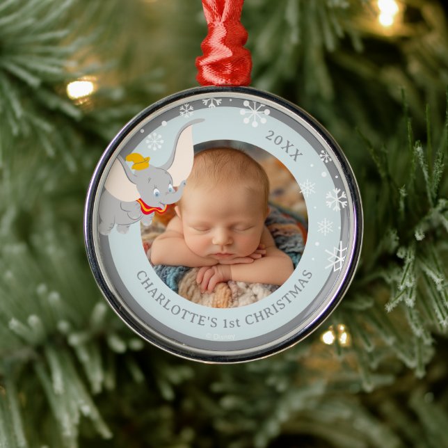 Dumbo Holiday Wish Photo Metal Ornament (Tree)