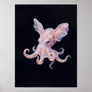 Dumbo Octopus — Deep Sea Impasto Oil Painting Art Poster