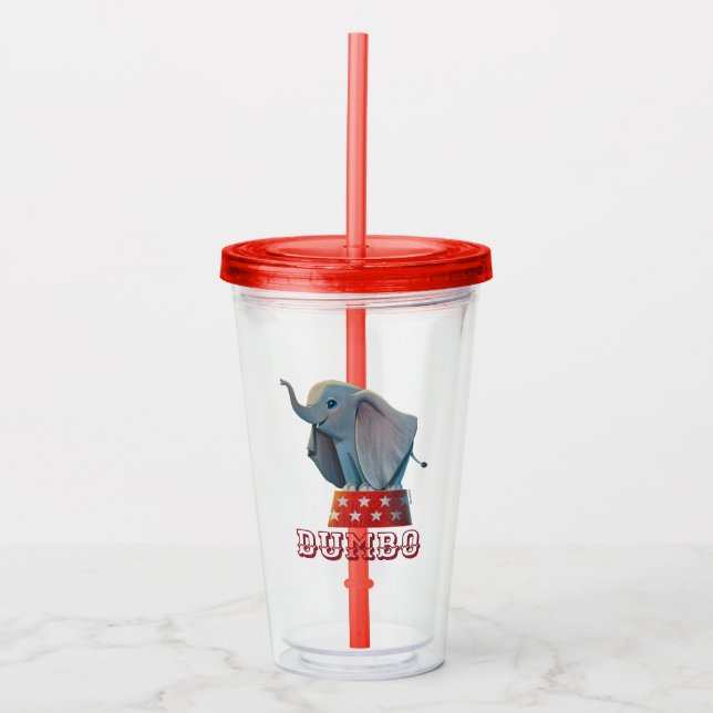 Dumbo | Smiling Atop Circus Podium Acrylic Tumbler (Front)