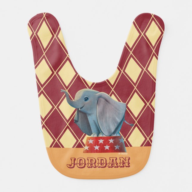 Dumbo | Smiling Atop Circus Podium Baby Bib (Front)