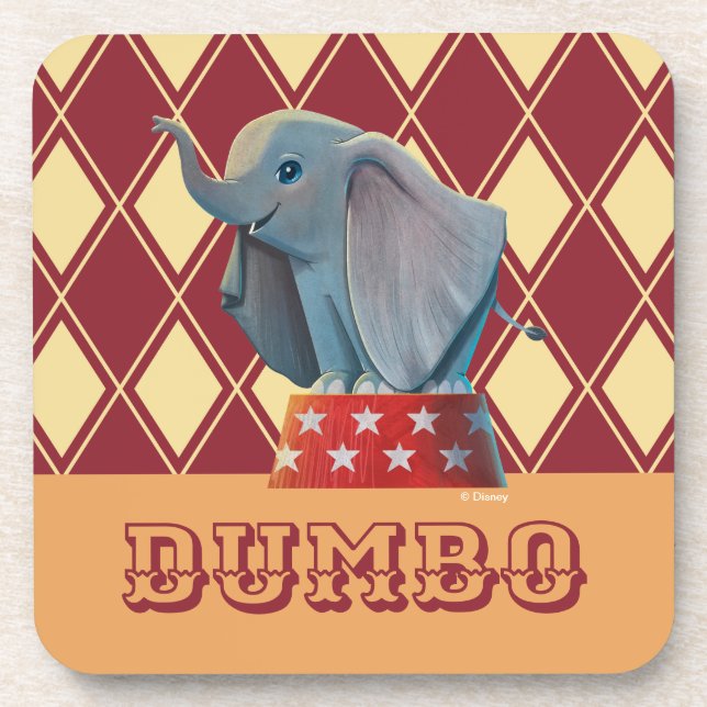 Dumbo | Smiling Atop Circus Podium Beverage Coaster (Front)