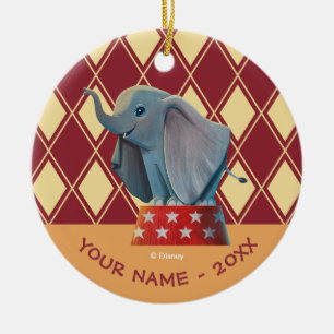 Dumbo   Smiling Atop Circus Podium Ceramic Ornament