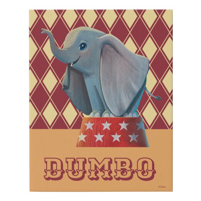 Dumbo | Smiling Atop Circus Podium Faux Canvas Print (Front)