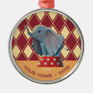 Dumbo Smiling Atop Circus Podium Metal Ornament