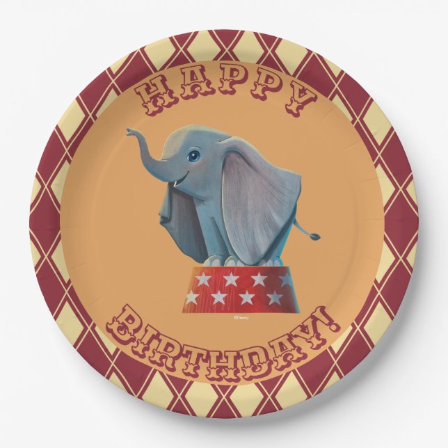 Dumbo | Smiling Atop Circus Podium Paper Plates (Front)