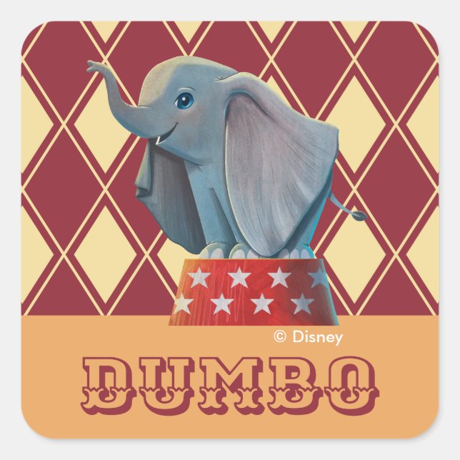 Dumbo | Smiling Atop Circus Podium Square Sticker (Front)