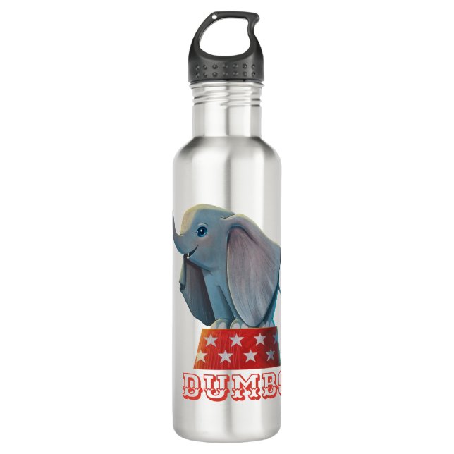 Dumbo | Smiling Atop Circus Podium Stainless Steel Water Bottle (Front)
