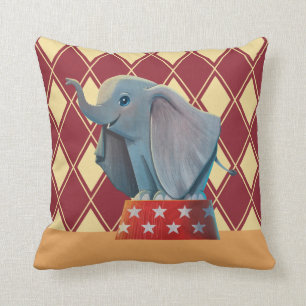 Dumbo   Smiling Atop Circus Podium Throw Pillow
