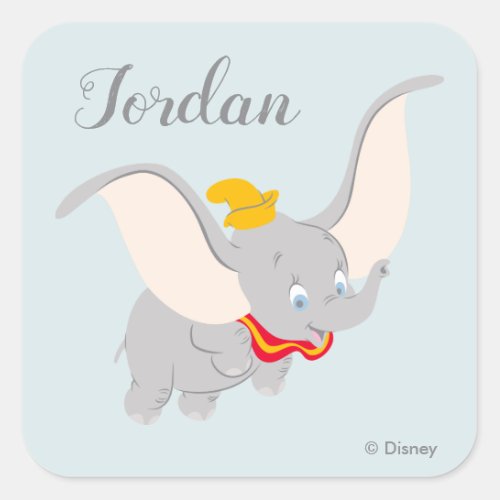 Dumbo Soaring Through the Sky Square Sticker