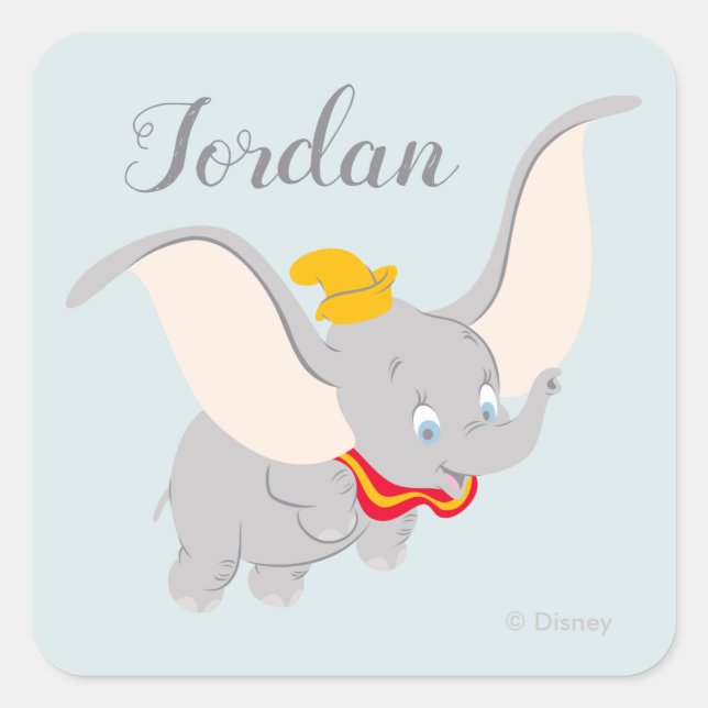 Dumbo Soaring Through the Sky Square Sticker (Front)