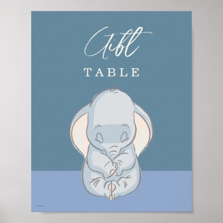 Dumbo & Stork Over The Moon Baby Shower Gift Table Poster