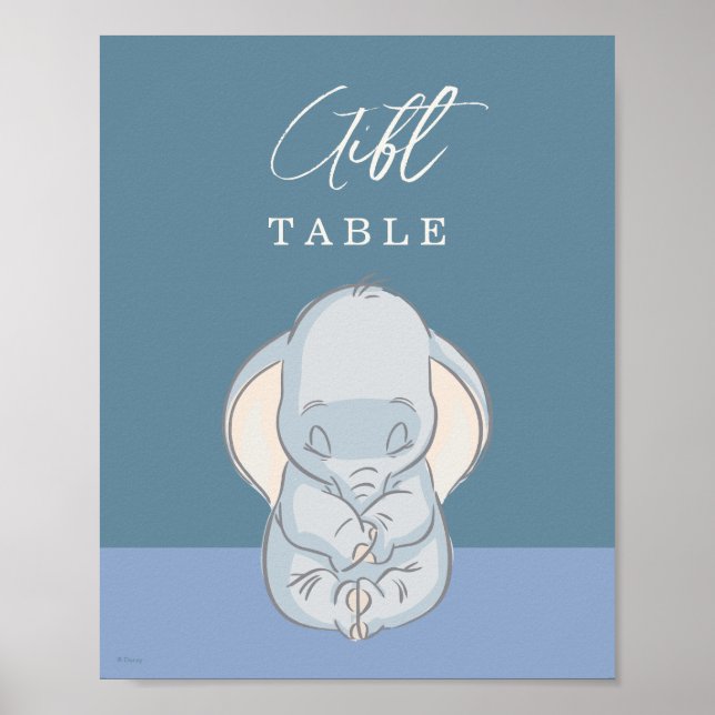 Dumbo & Stork Over the Moon Baby Shower Gift Table Poster (Front)