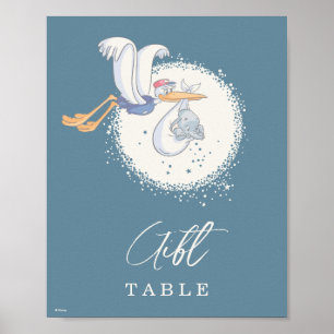 Dumbo & Stork Over the Moon Baby Shower Gift Table Poster