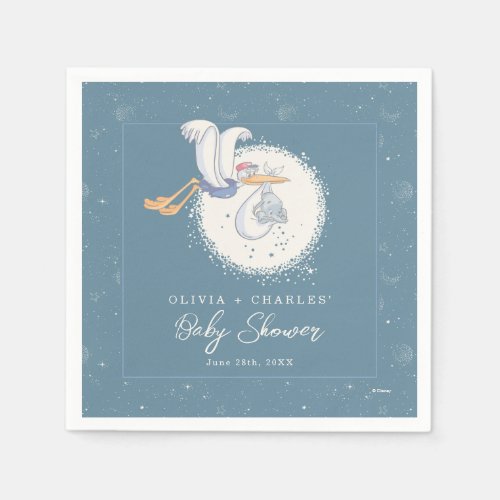 Dumbo  Stork  Over the Moon _ Boy Baby Shower Napkins