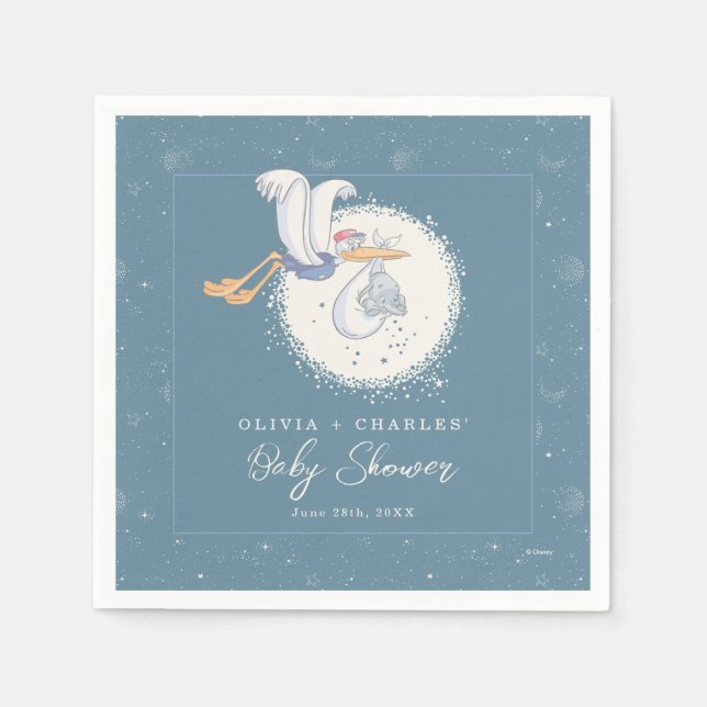 Dumbo & Stork | Over the Moon - Boy Baby Shower Napkins (Front)