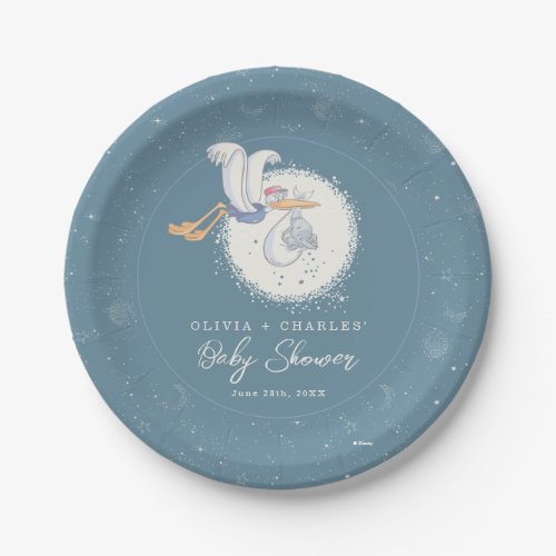 Dumbo  Stork  Over the Moon _ Boy Baby Shower Paper Plates