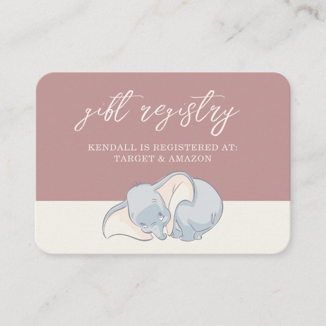 Dumbo & Stork | Over the Moon Gift Registry Place Card (Front)